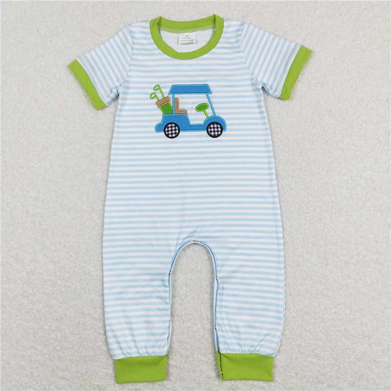 RTS NO MOQ baby boys clothes embroidery short sleeve Rompers Clothes Sets