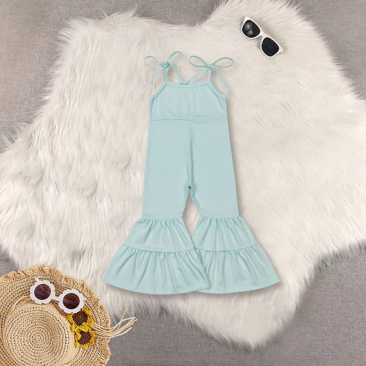RTS NO MOQ Sibling baby girl clothes suspender jumpsuits