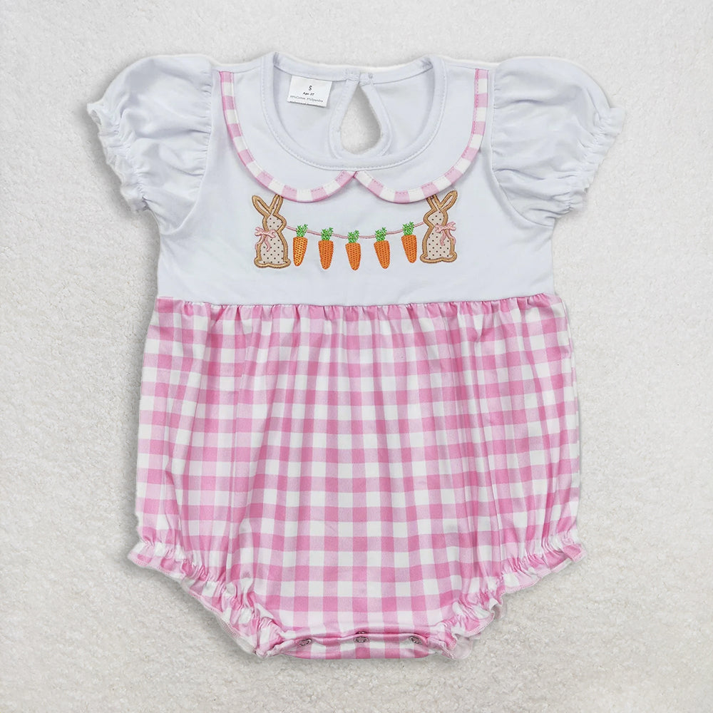 RTS NO MOQ Sibling Baby Girls Easter Rabbit Knee-Length Rompers Dress Cute Outfit for Infants