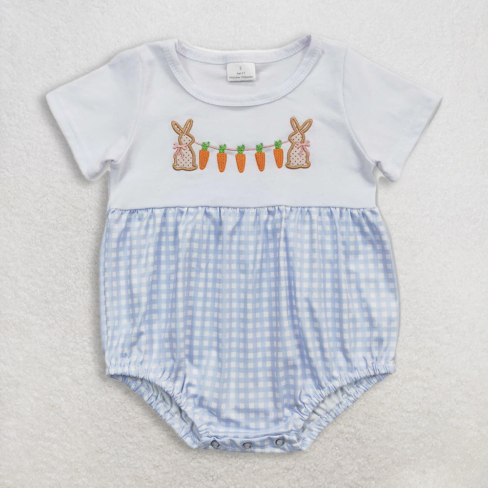 RTS NO MOQ Sibling Baby Girls Easter Rabbit Knee-Length Rompers Dress Cute Outfit for Infants
