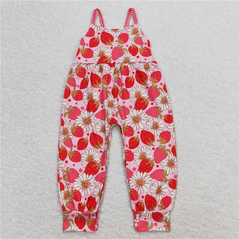 RTS NO MOQ baby girl clothes strawberry short-sleeved romper yoga dress