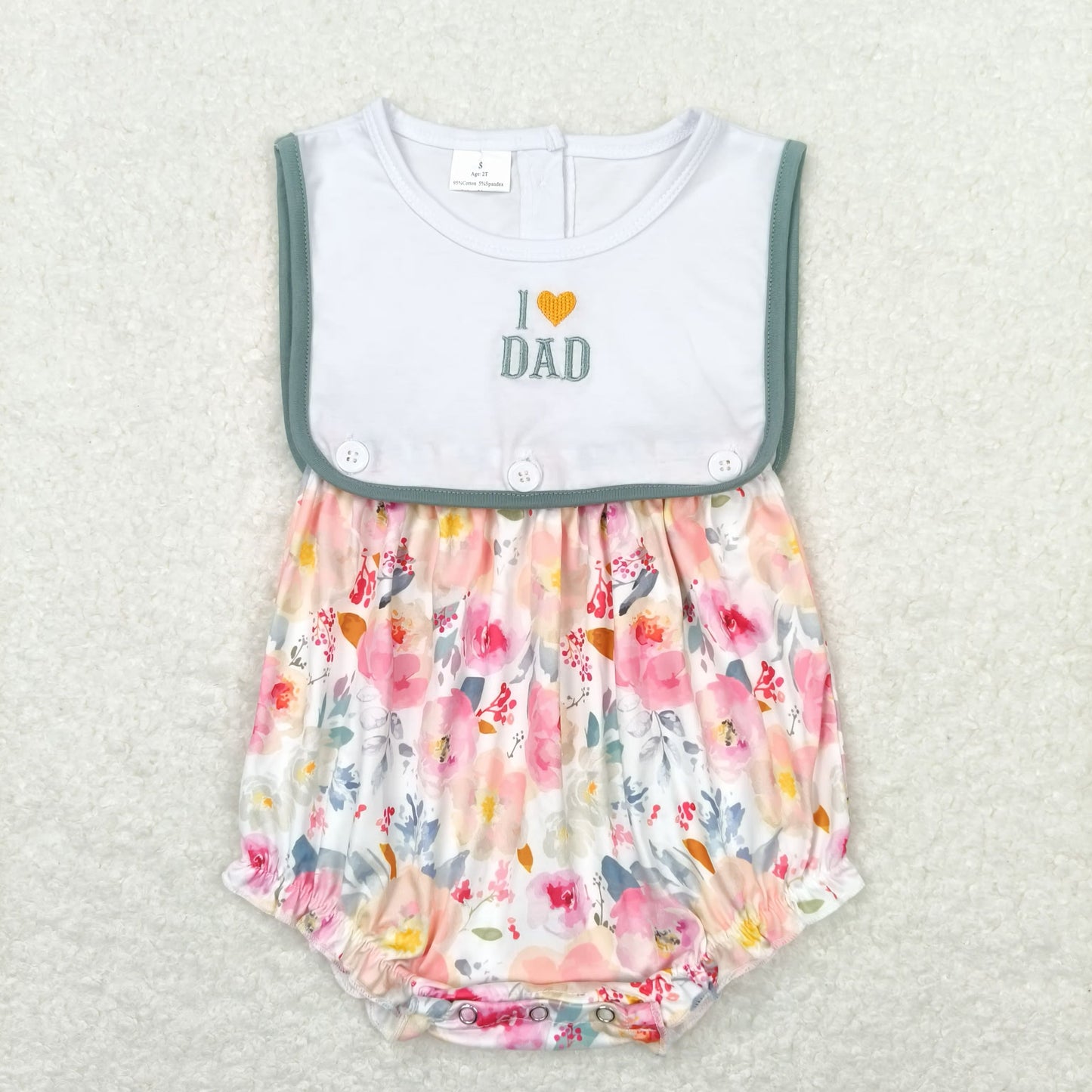 Sibling baby kids clothes I love mom embroidered love flower tank top jumpsuit