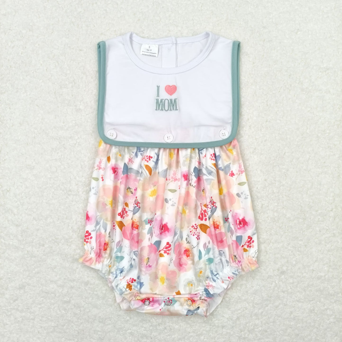 Sibling baby kids clothes I love mom embroidered love flower tank top jumpsuit