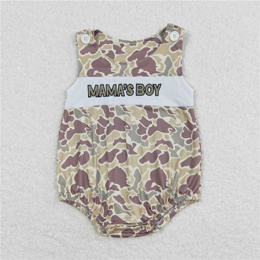 RTS NO MOQ（In Stock) SR0995 Embroidered Camouflage MAMA boy duck vest romper