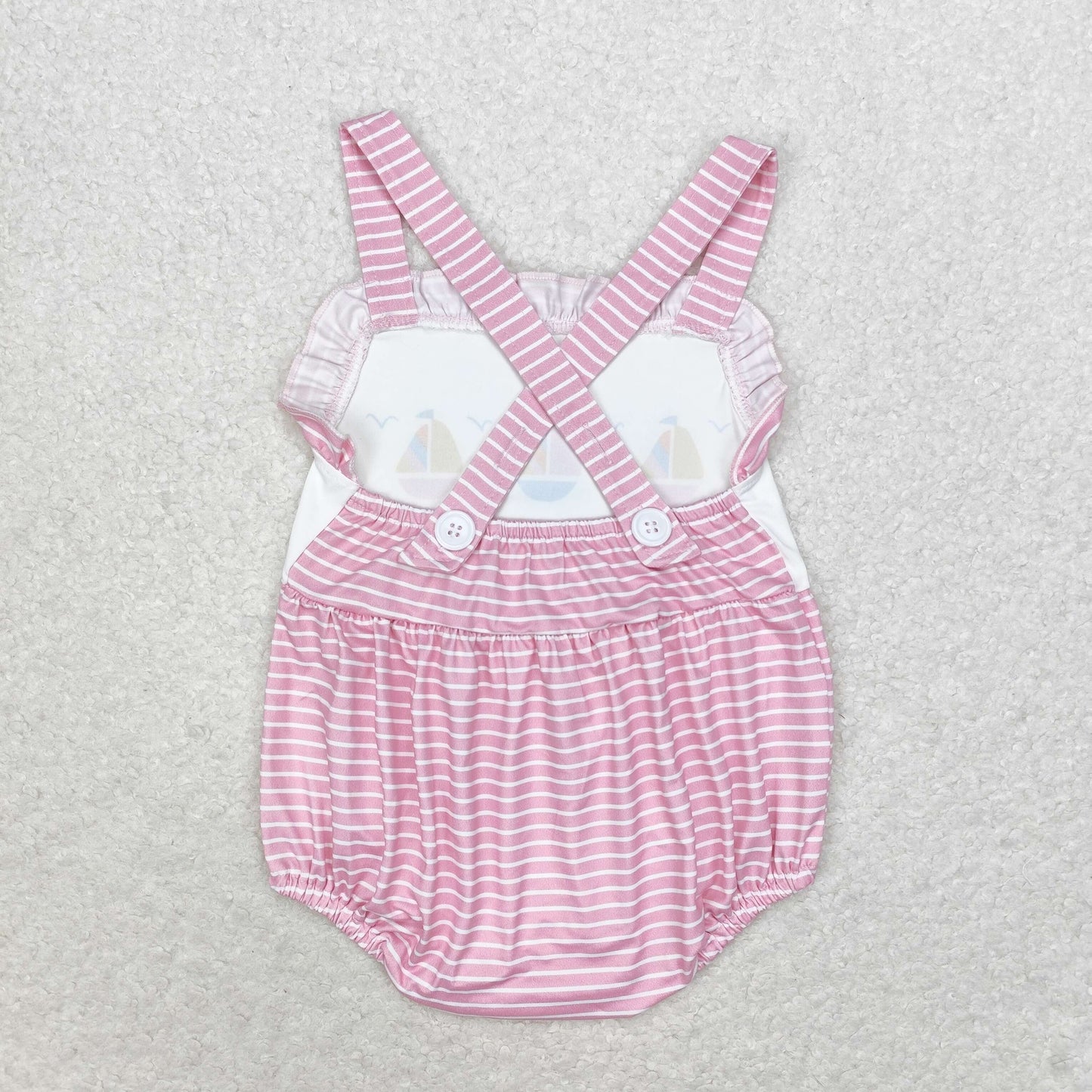 RTS no moq SR1058 Pink vest bodysuit with sailboat stripes