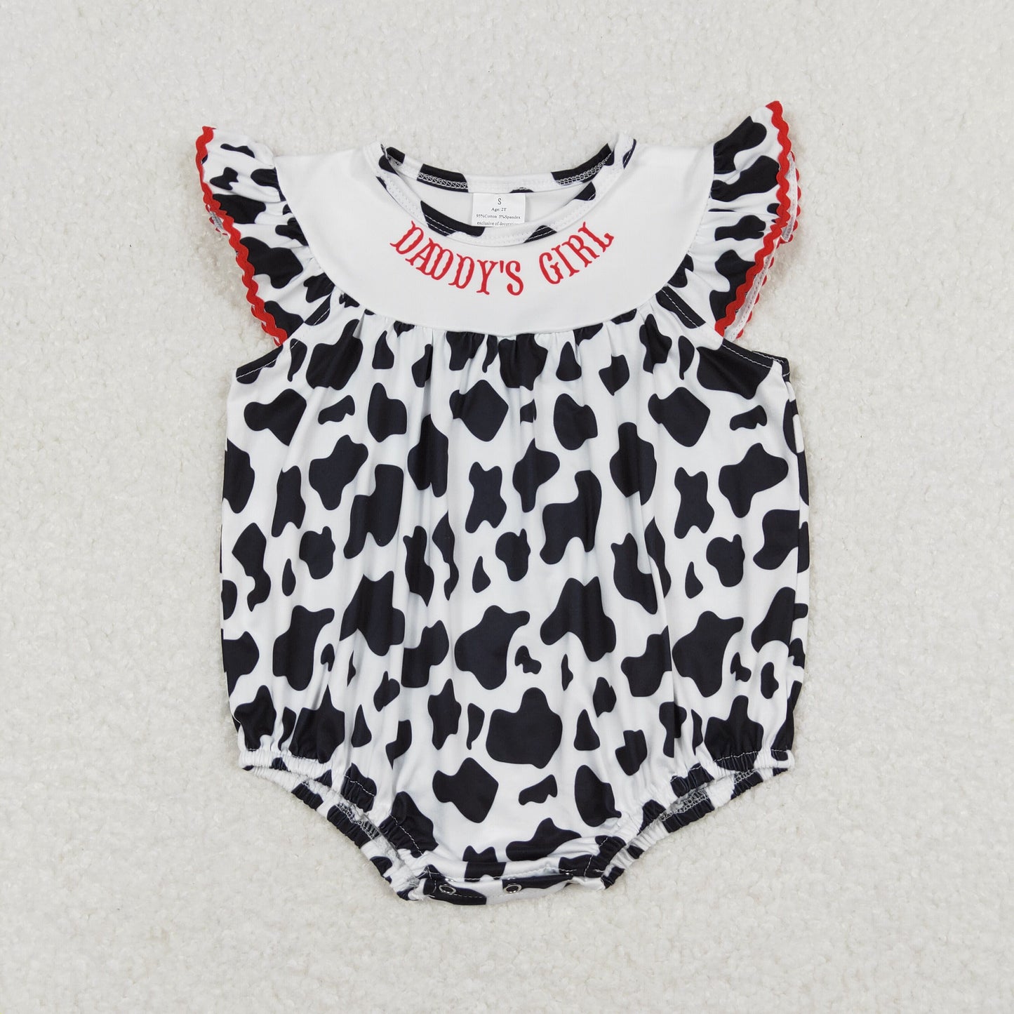 RTS NO MOQ（In Stock) daddy's girl letter cow pattern tank top jumpsuit