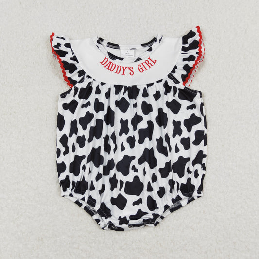 RTS NO MOQ（In Stock) daddy's girl letter cow pattern tank top jumpsuit