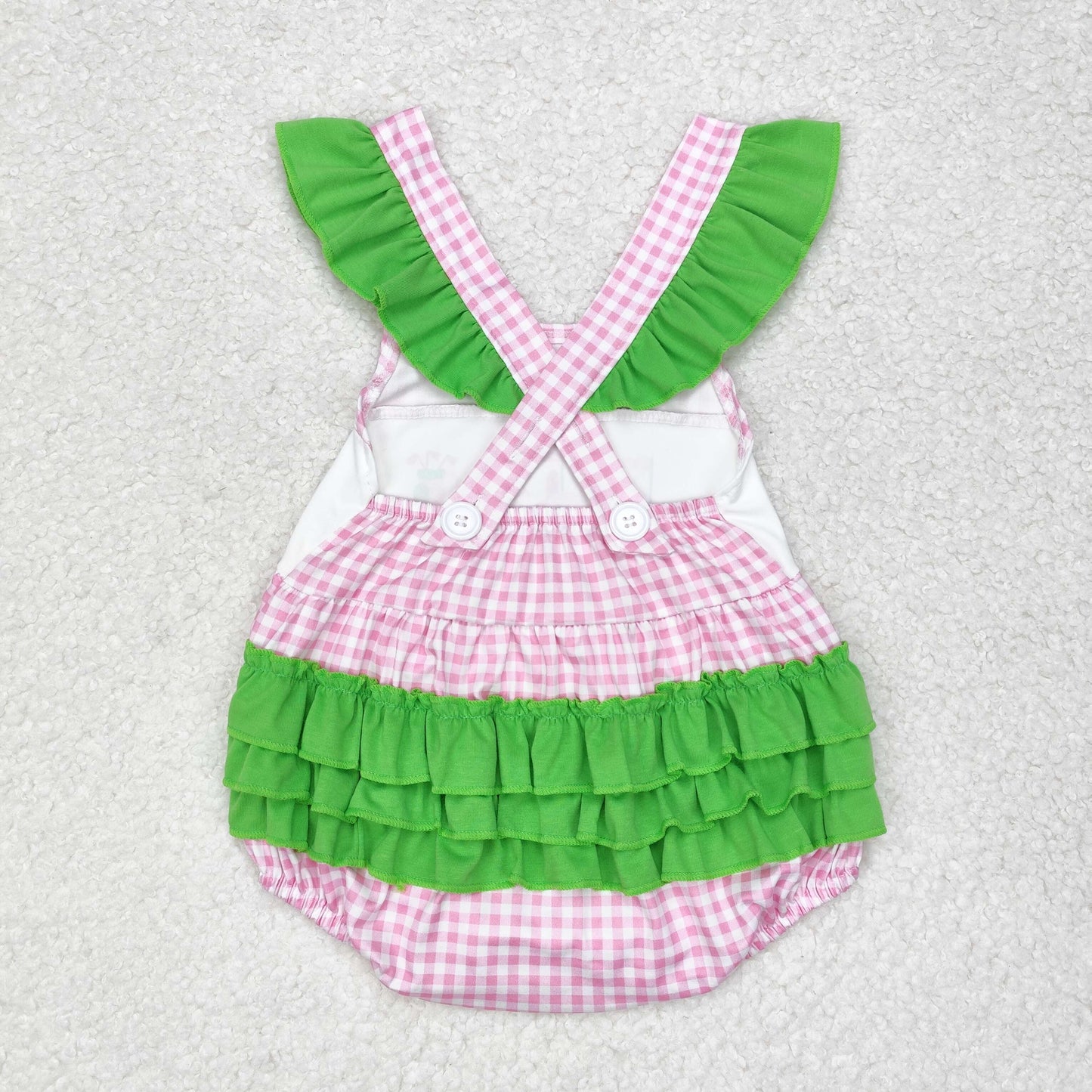 RTS no moq SR1226 Golf cart pink plaid green lace vest bodysuit