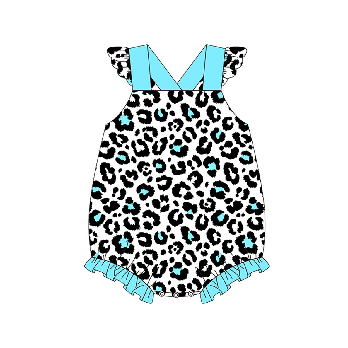 SR1321 Pre-order baby girls clothes leopard flying sleeve summer romper