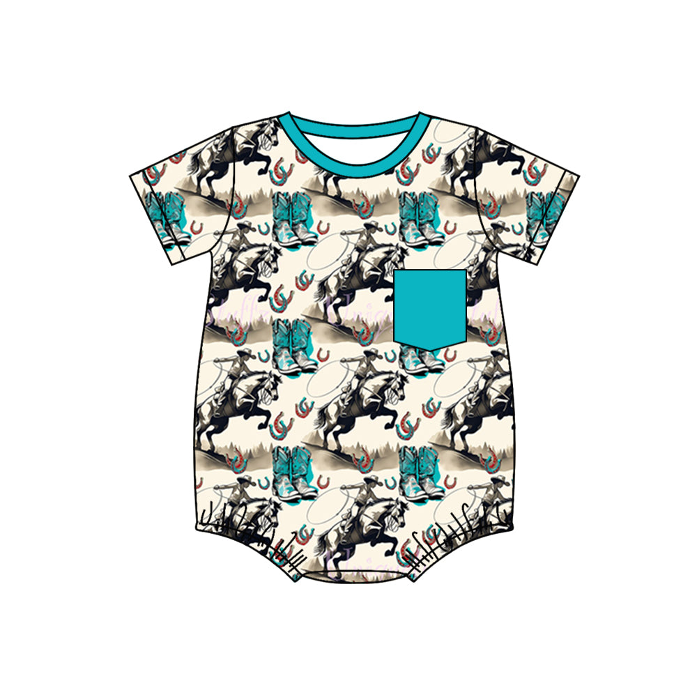 SR1361 pre-order baby boy clothes cowboy toddler boy summer romper