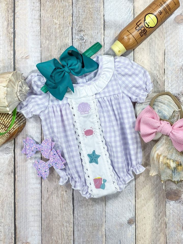 SR1364 pre-order baby girl clothes shell toddler girl summer romper