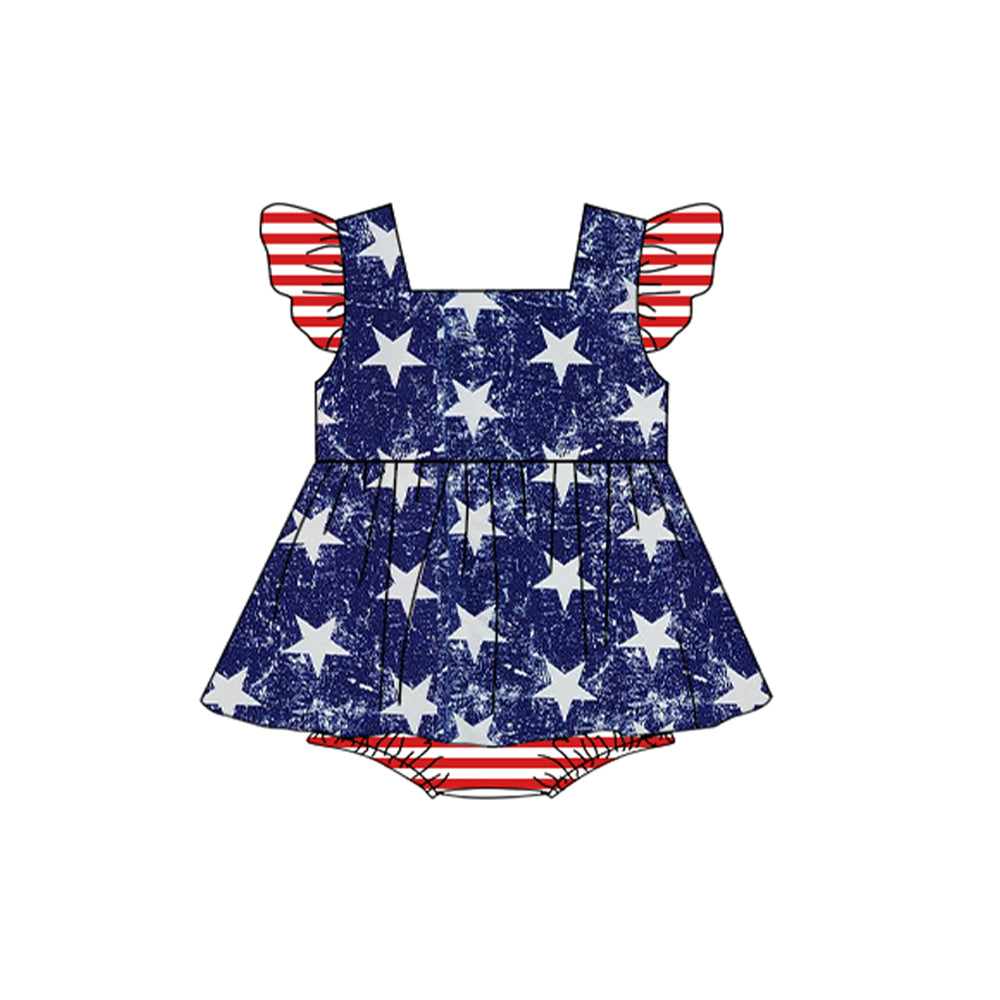 SR1373 pre-order baby girl clothes stars girl summer romper