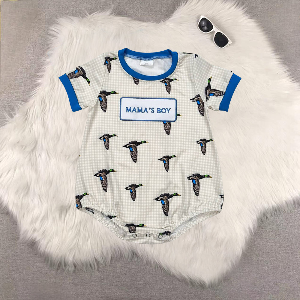 RTS NO MOQ Sibling Baby boy clothes duck puppy embroidery Shorts Sleeve Romper Mixed Sizes