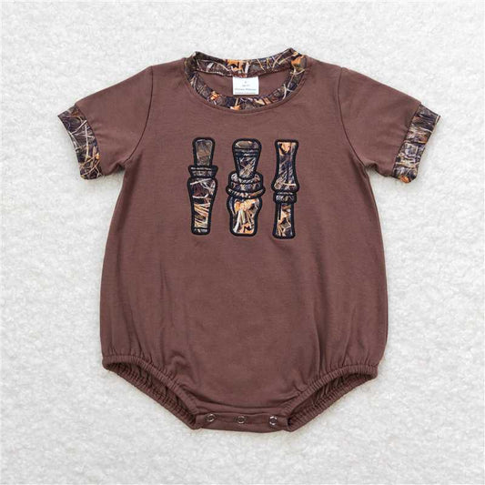 RTS NO MOQ（In Stock) SR1402 Embroidered Camouflage short sleeve romper