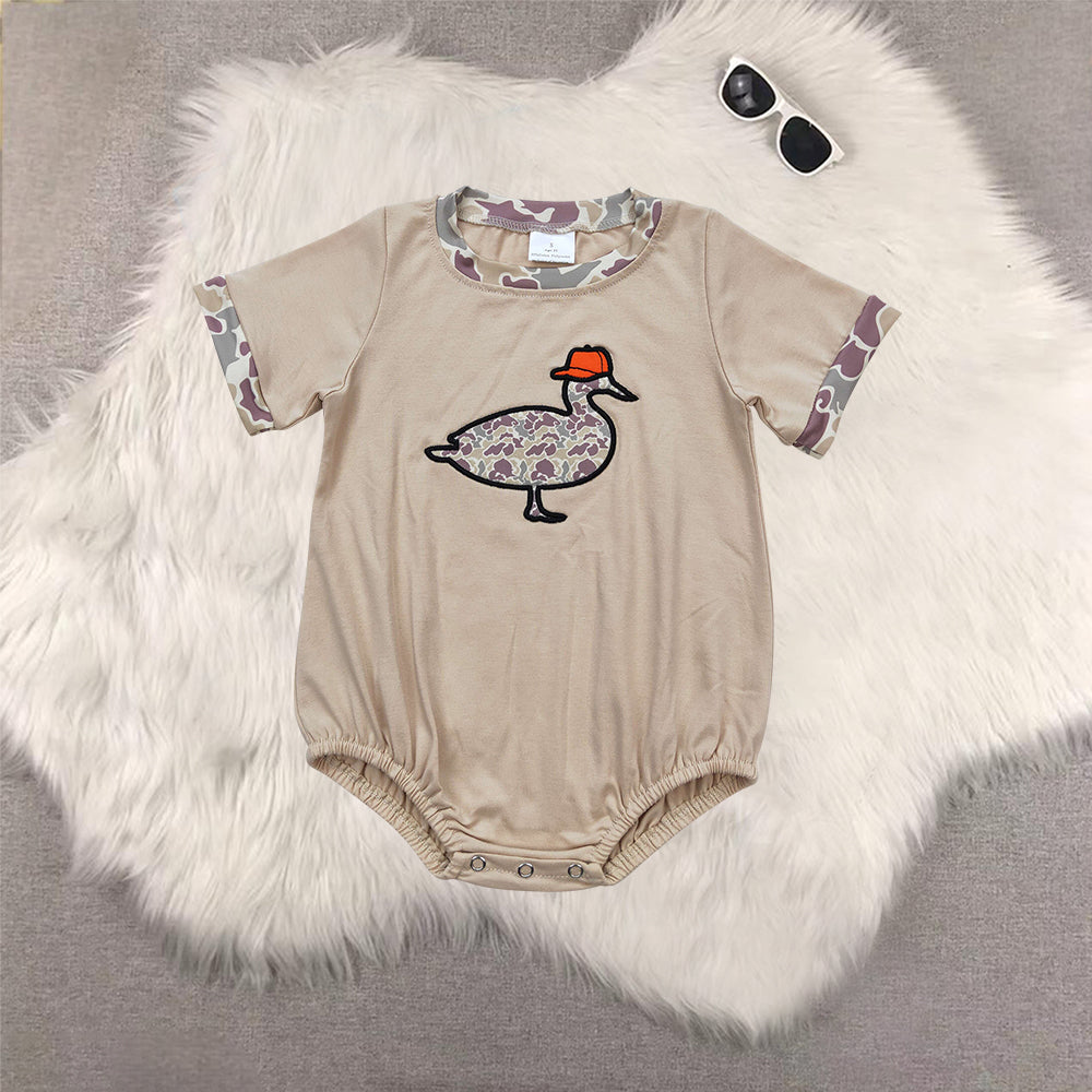 RTS NO MOQ Sibling Baby boy clothes duck puppy embroidery Shorts Sleeve Romper Mixed Sizes
