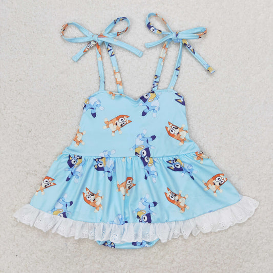 Cute Clothes SR1550  Baby Girls Blue Strap Rompers