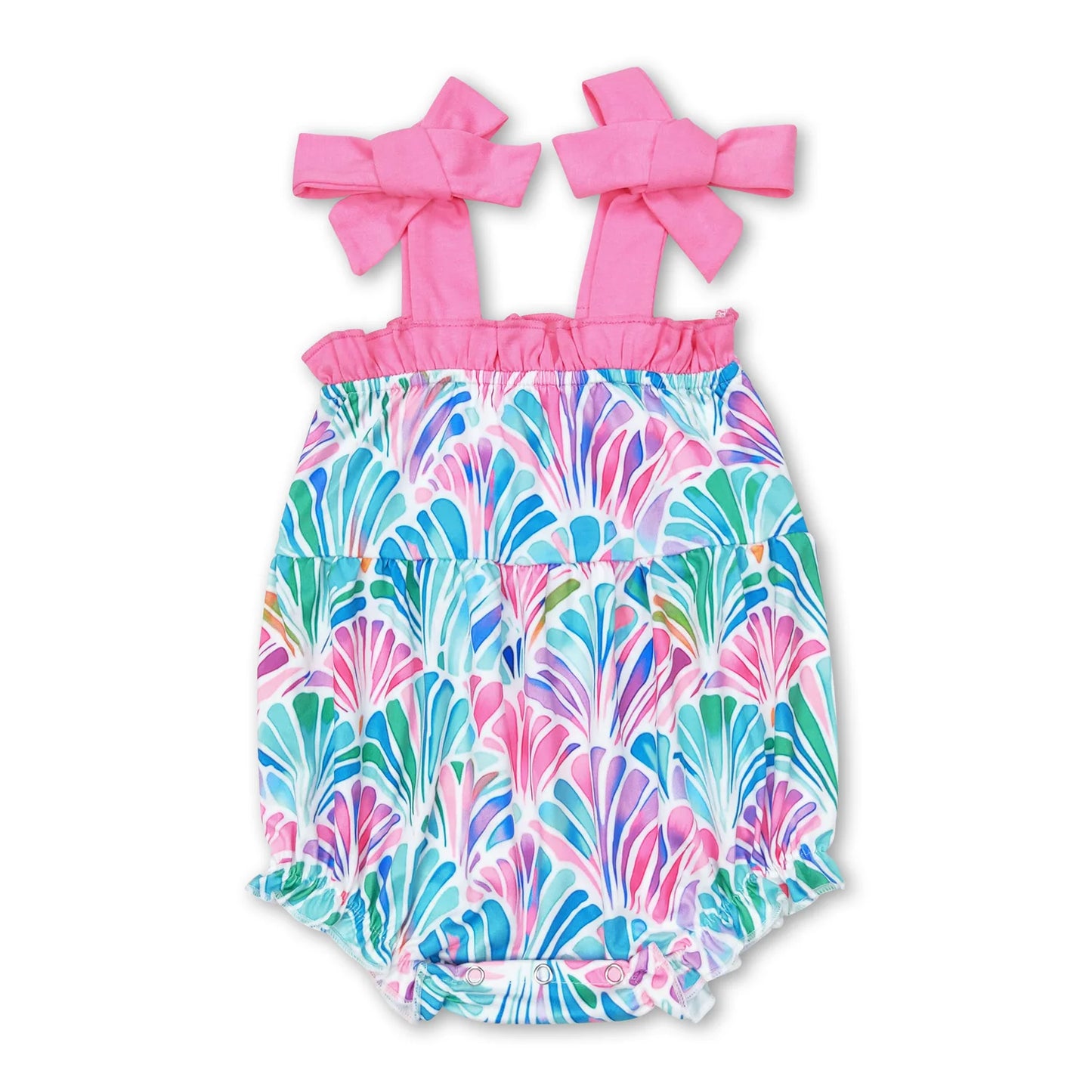RTS NO MOQ Sibling milk silk Baby Girl Boys Blue Shell Print Short Sleeve Top Shorts Set Dress Rompers