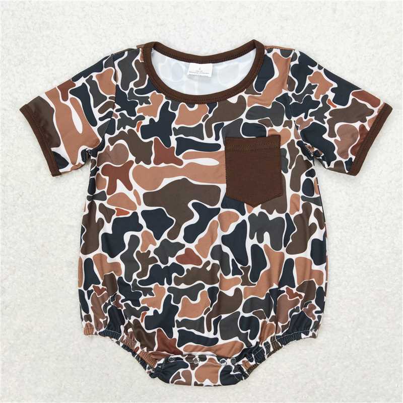 RTS NO MOQ baby girl clothes camouflage short-sleeved romper