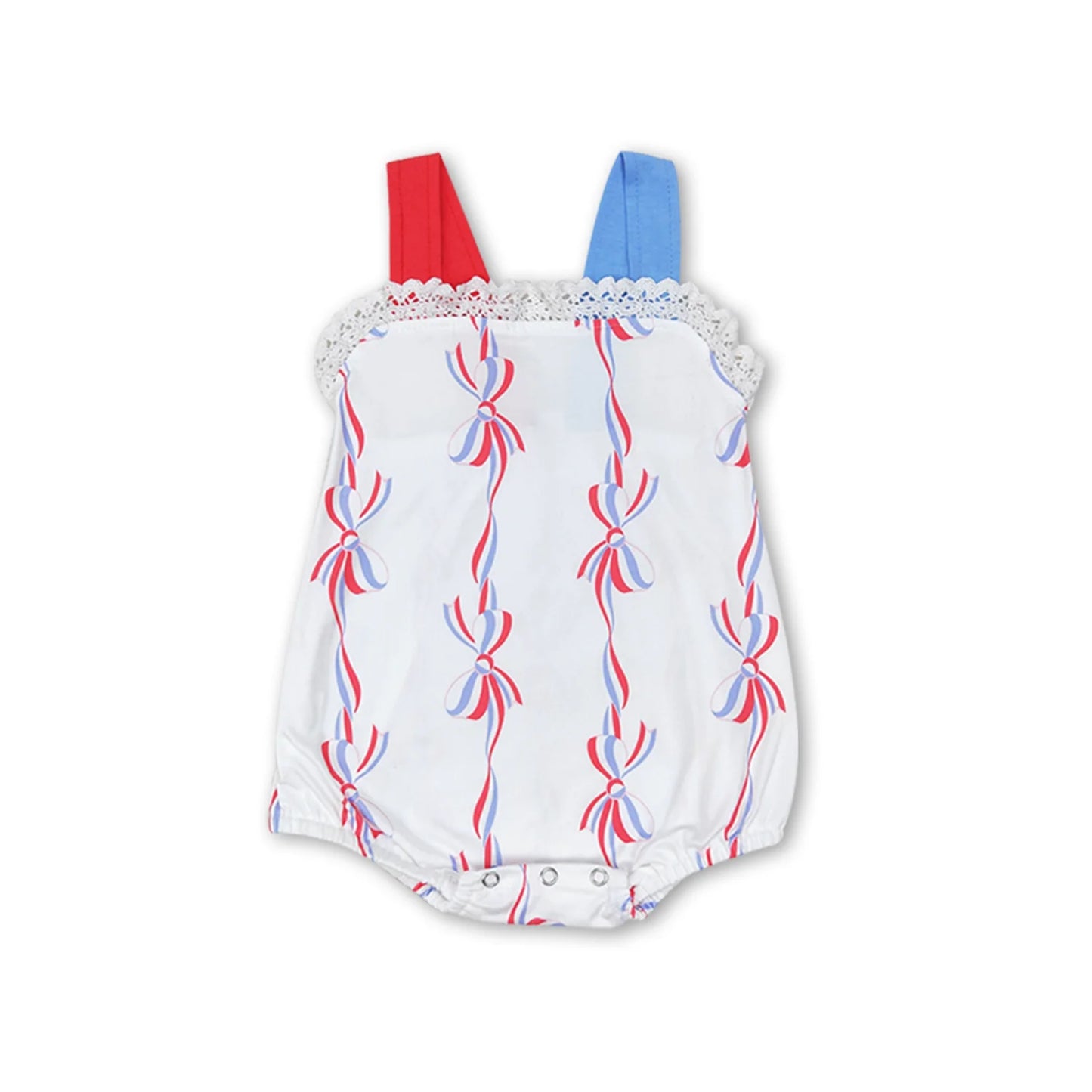 RTS NO MOQ Sibling milk silk Baby Girl 4th Of July Bows Tunic Shorts Rompers And Dresses Clothes Set