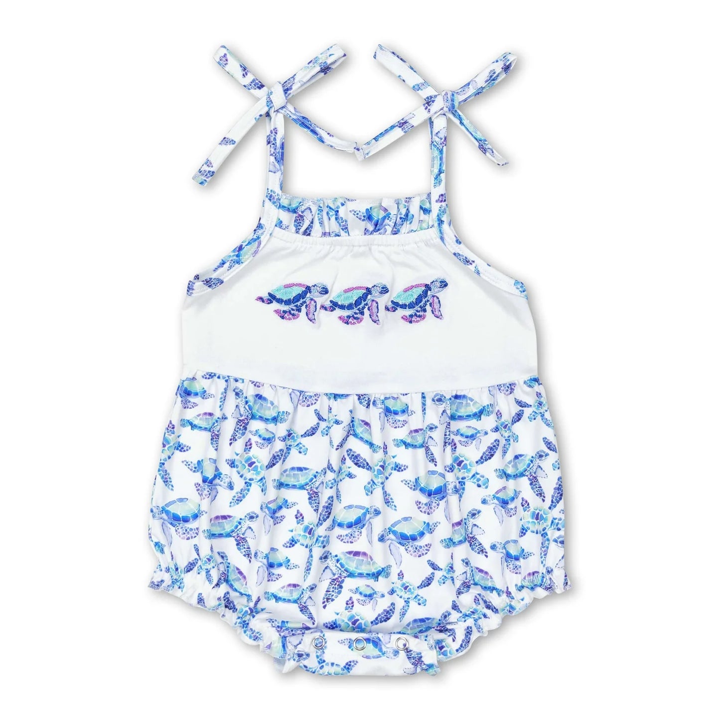 RTS NO MOQ Sibling milk silk Baby Boys And Girls Blue Turtles Tee Shirts Tops Shorts Clothes Sets Dress Rompers
