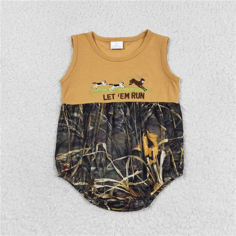 RTS NO MOQ（In Stock) SR1660 Embroidered letter run vest romper
