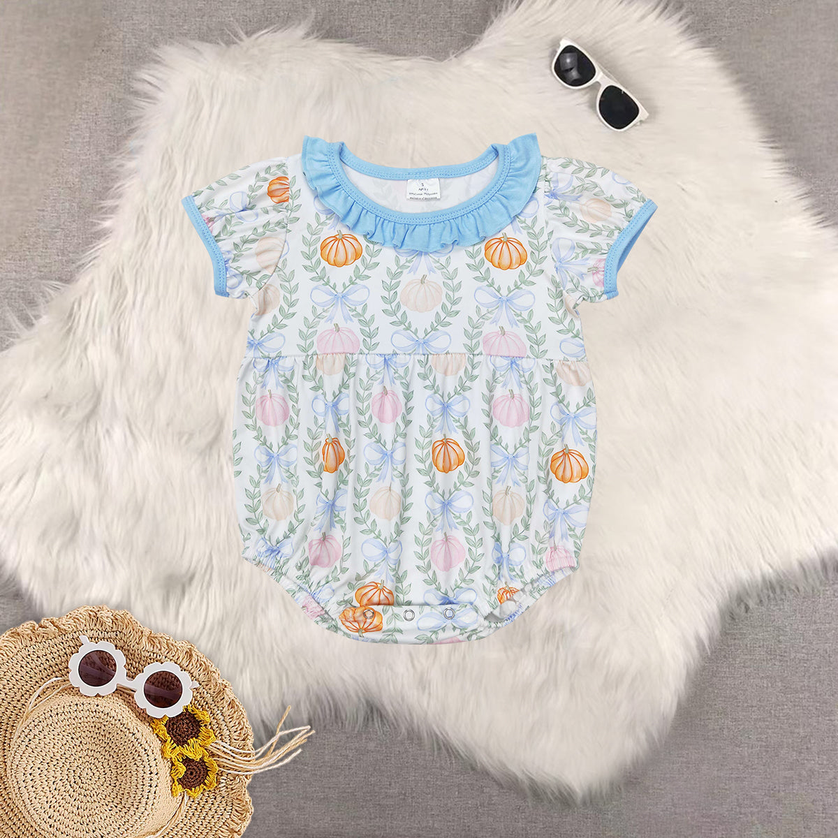 RTS Sibling baby girls halloween Short Sleeve dress rompers
