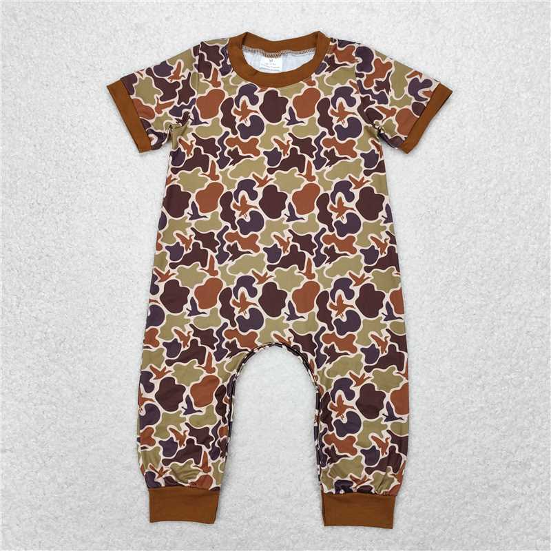 RTS NO MOQ baby girl clothes camouflage short-sleeved romper