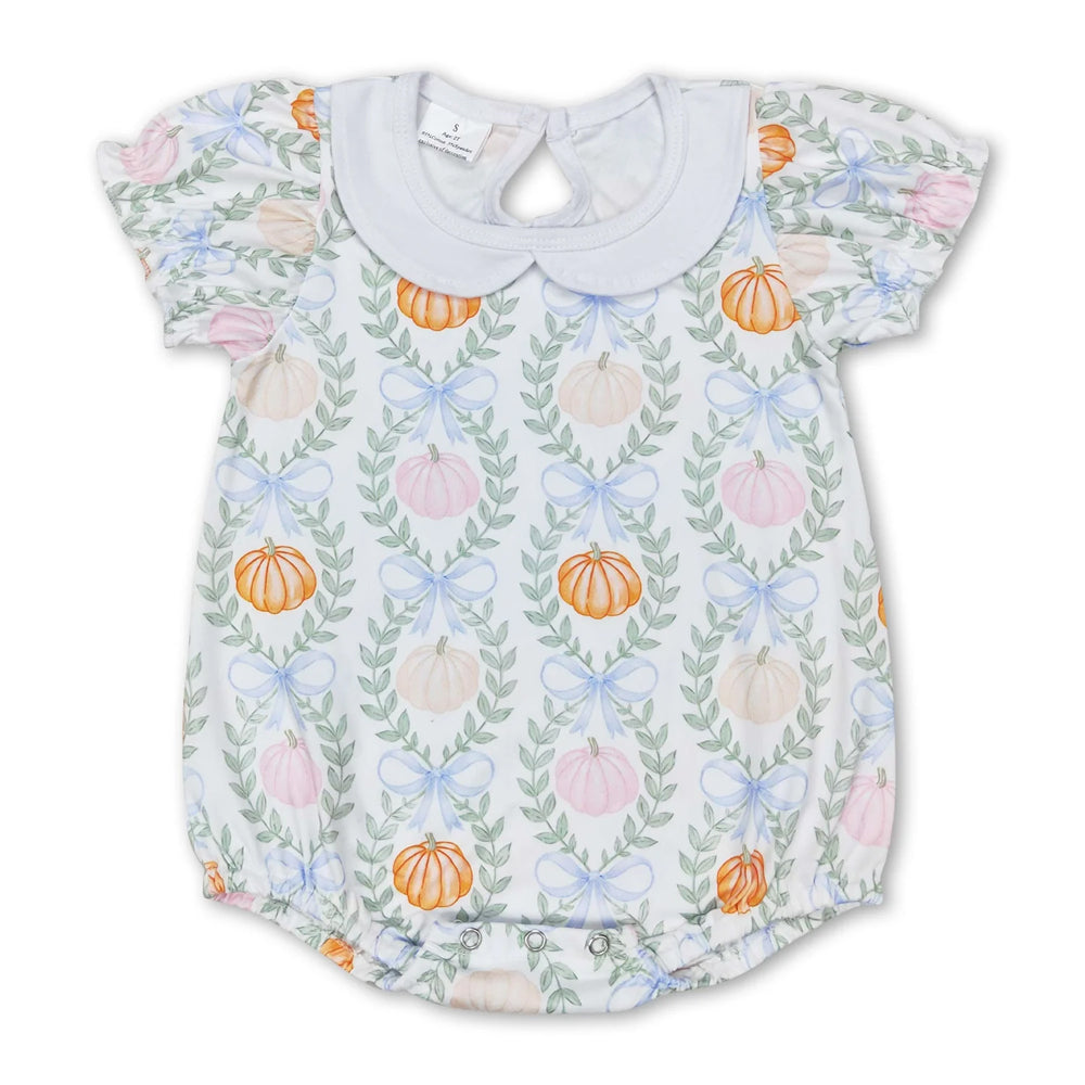 RTS NO MOQ Sibling milk silk Baby Girls Pumpkin Pink Short Sleeve Rompers