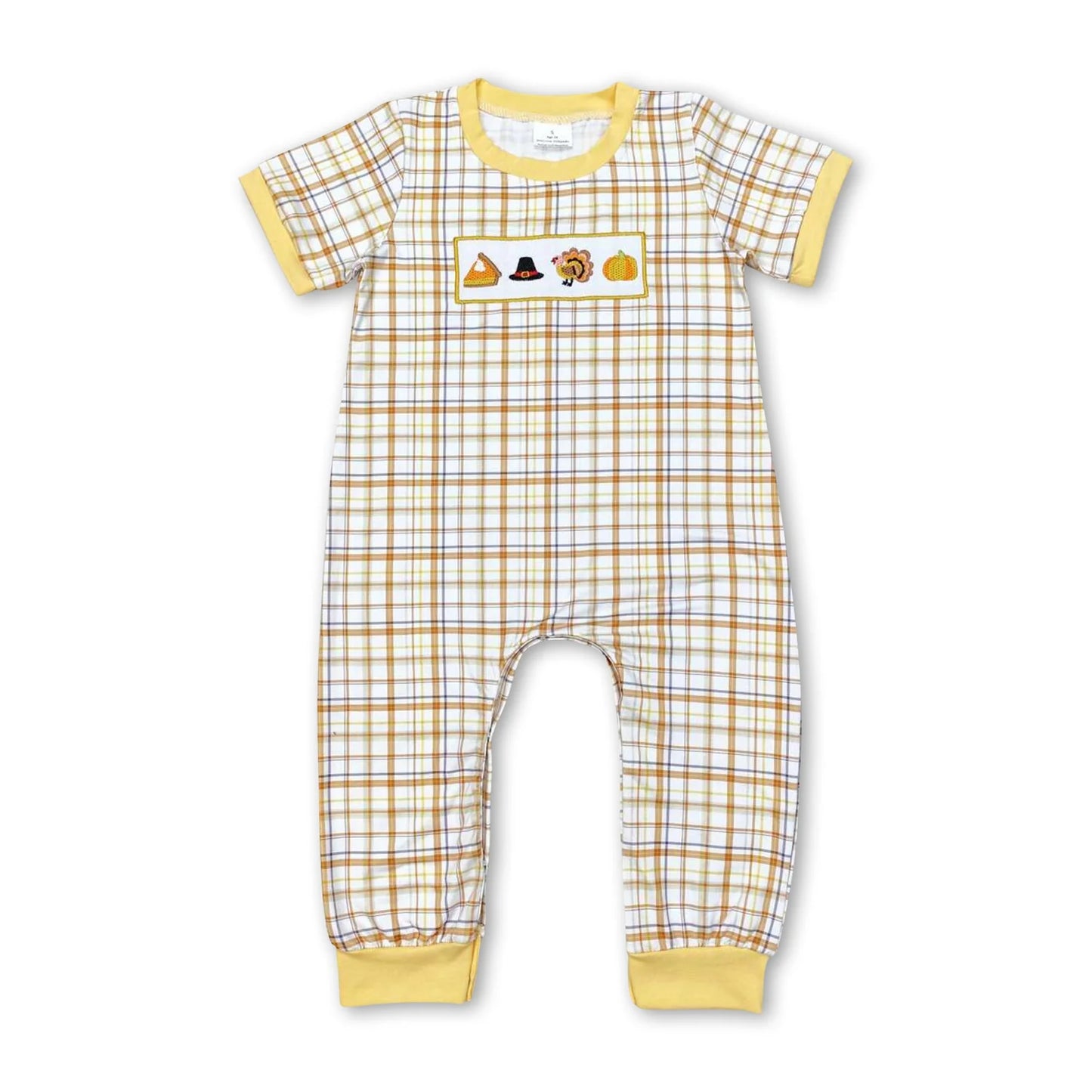 RTS NO MOQ Sibling milk silk Baby Boys Thanksgiving Turkey Print Long Sleeve Shirt And Checkered Pants Two Piece Fall Clothes Sets