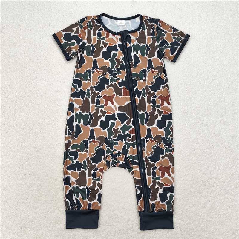 RTS NO MOQ baby girl clothes camouflage short-sleeved romper