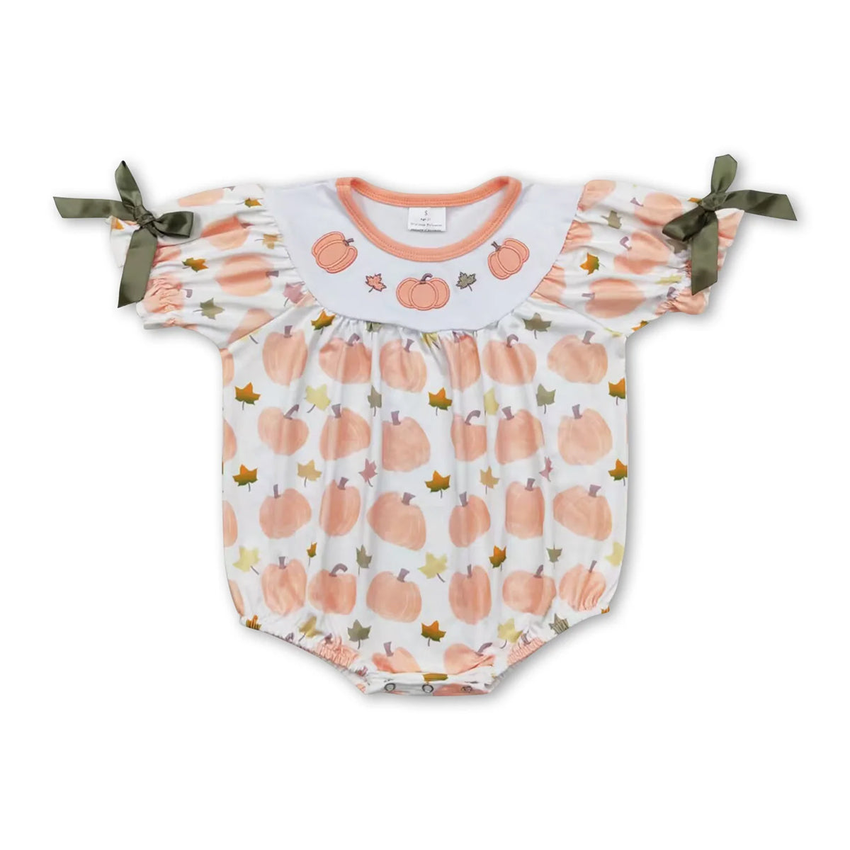 RTS NO MOQ Sibling Baby girls boy clothes Embroidery pumpkin short sleeved trousers suit & romper