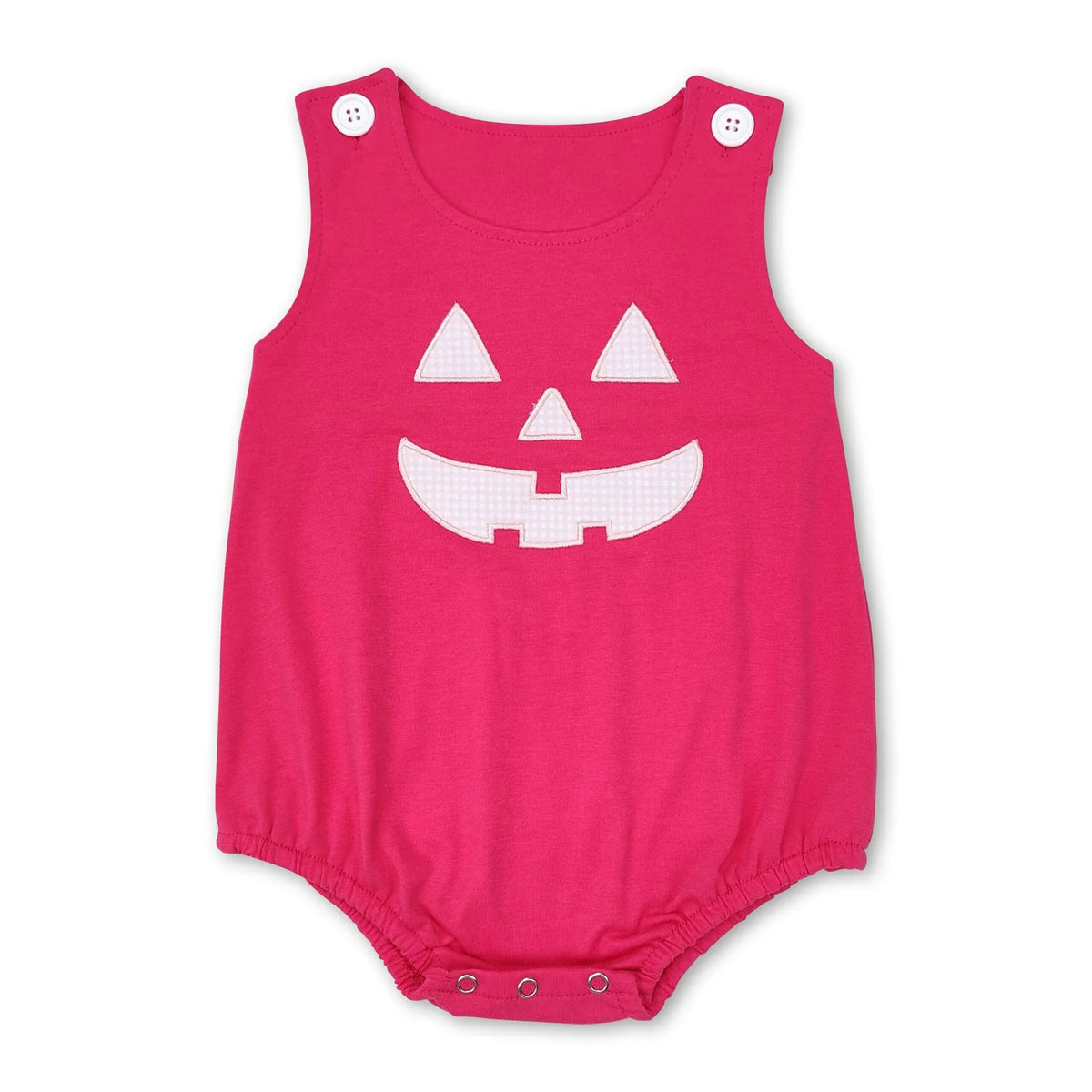 RTS NO MOQ Sibling baby girl boys clothes Embroidered Pumpkin Face Button Sleeveless romper and tops
