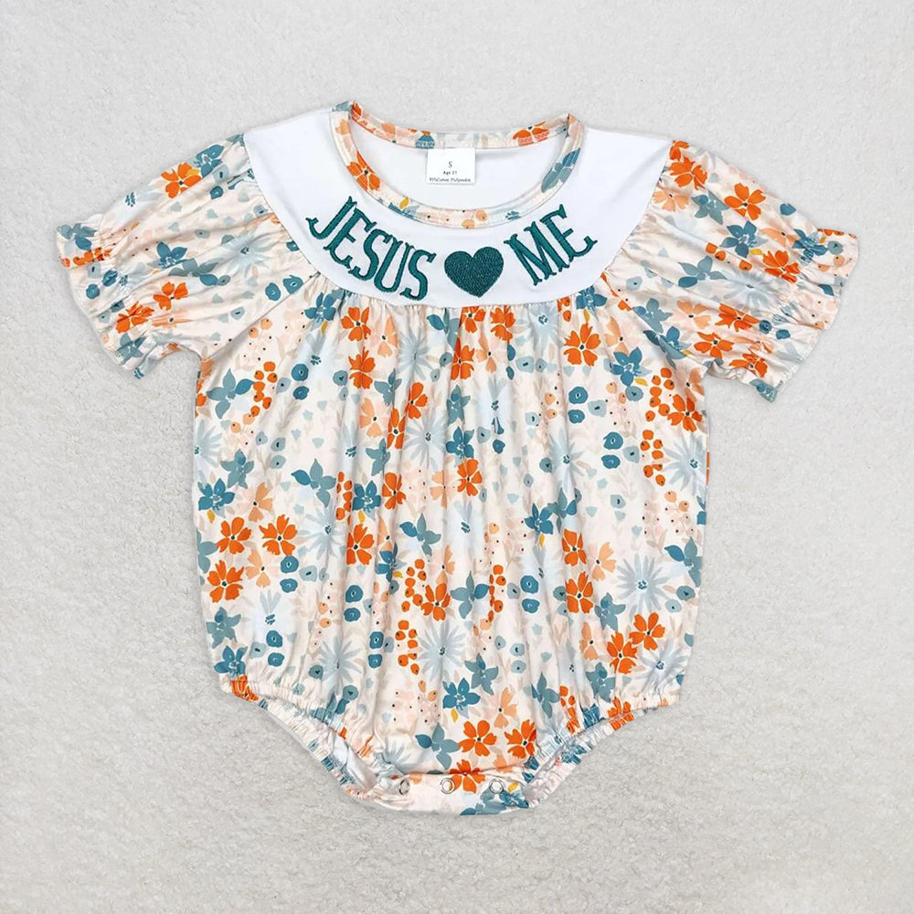 RTS baby girls clothes embroidery Short Sleeve pants sets dress romper