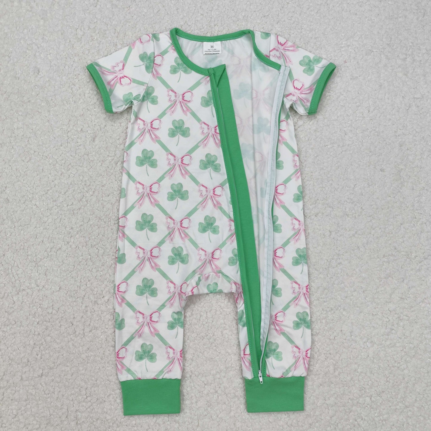 RTS NO MOQ Sibling baby Girls St. Patrick's Four Leaf Clover Short Sleeve shirt pants clothing sets and romper and dress