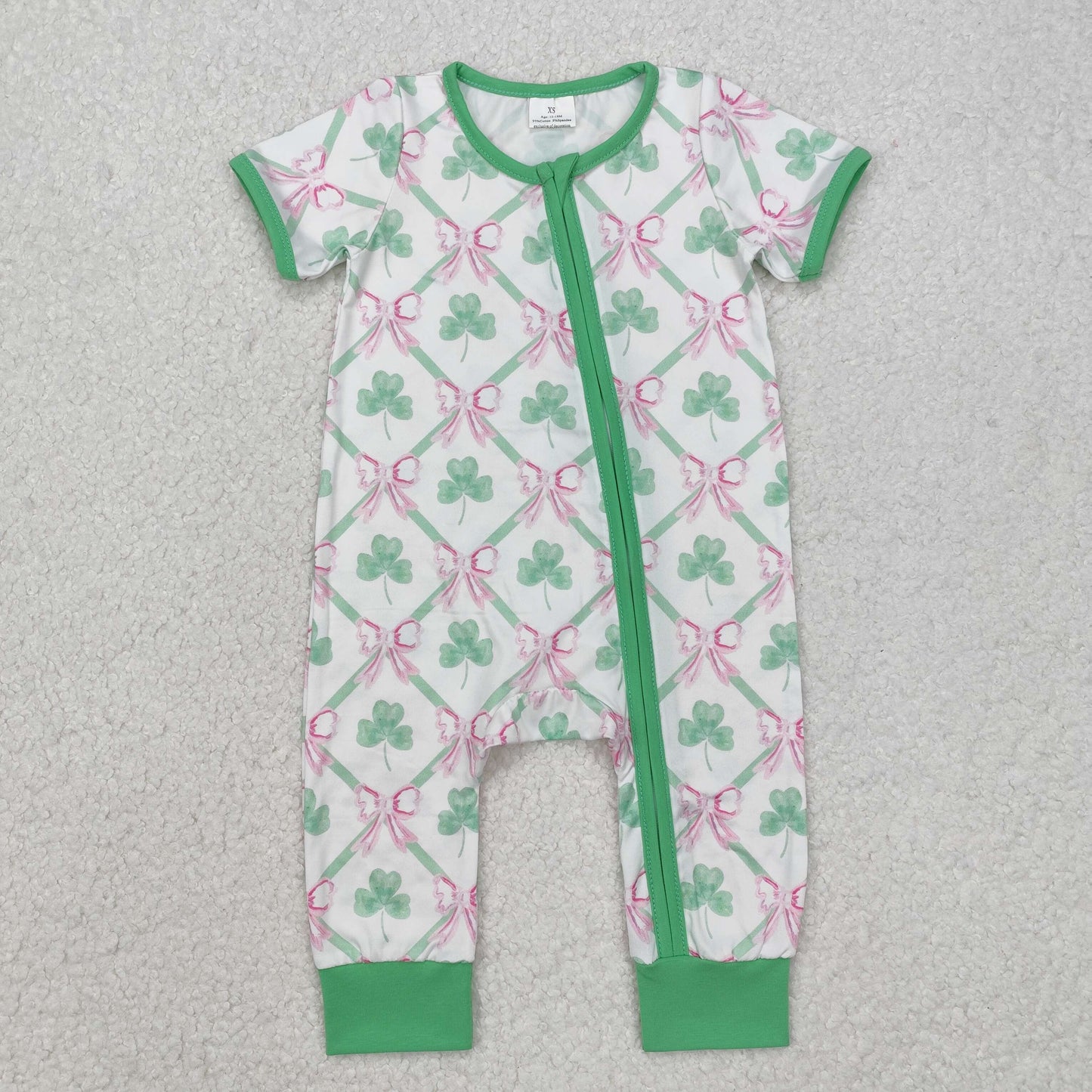 RTS NO MOQ Sibling baby Girls St. Patrick's Four Leaf Clover Short Sleeve shirt pants clothing sets and romper and dress