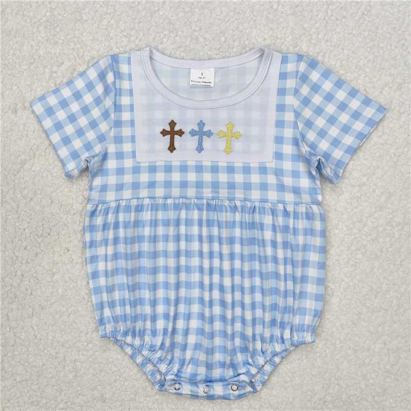 RTS baby girls clothes embroidery easter short Sleeve dress romper