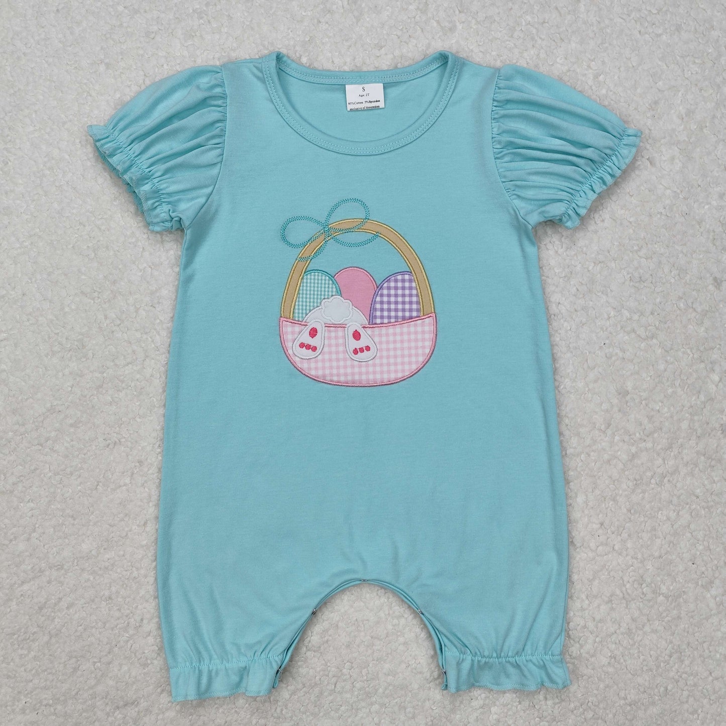 RTS baby girls clothes easter embroidery Short Sleeve rompers