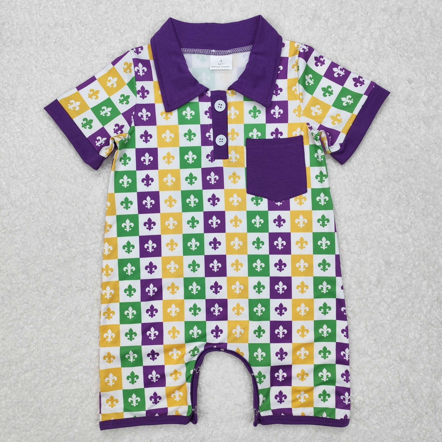 RTS baby girls clothes mardi gras Short Sleeve dress rompers
