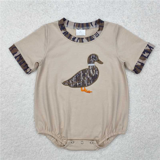 RTS NO MOQ（In Stock) SR2392 boy Embroidered camouflage duck short Sleeve romper