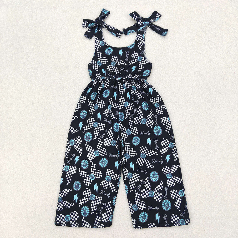 RTS NO MOQ Sibling Baby Girls Cute Bow Strap Jumpsuits Comfortable Pants Outfit for Little Girls Fashionable Infant Clothing