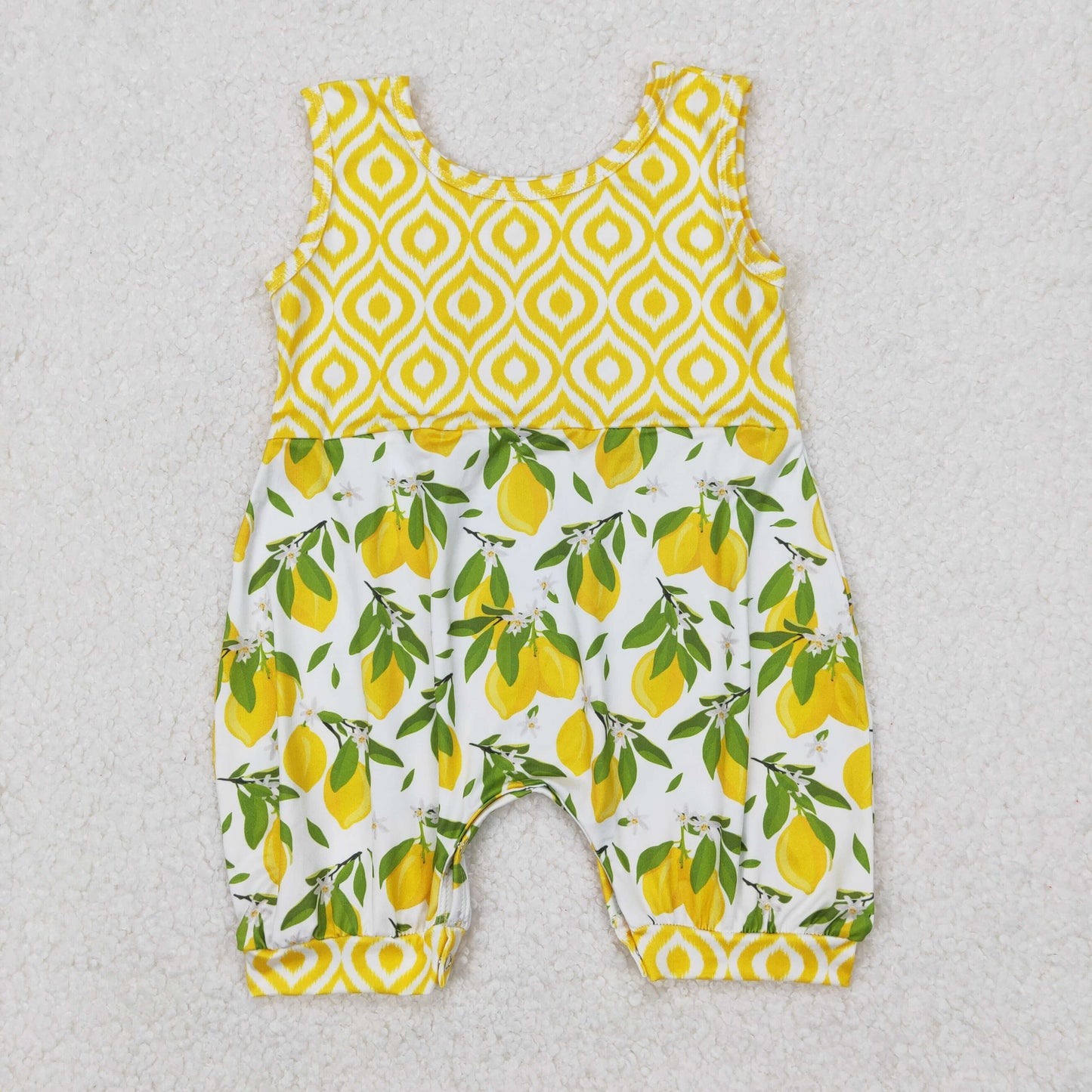 RTS NO MOQ ETA 5/7days arrived SR2676 Lemon leaf yellow and white vest jumpsuit