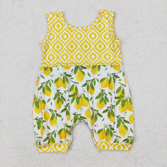 RTS NO MOQ ETA 5/7days arrived SR2676 Lemon leaf yellow and white vest jumpsuit