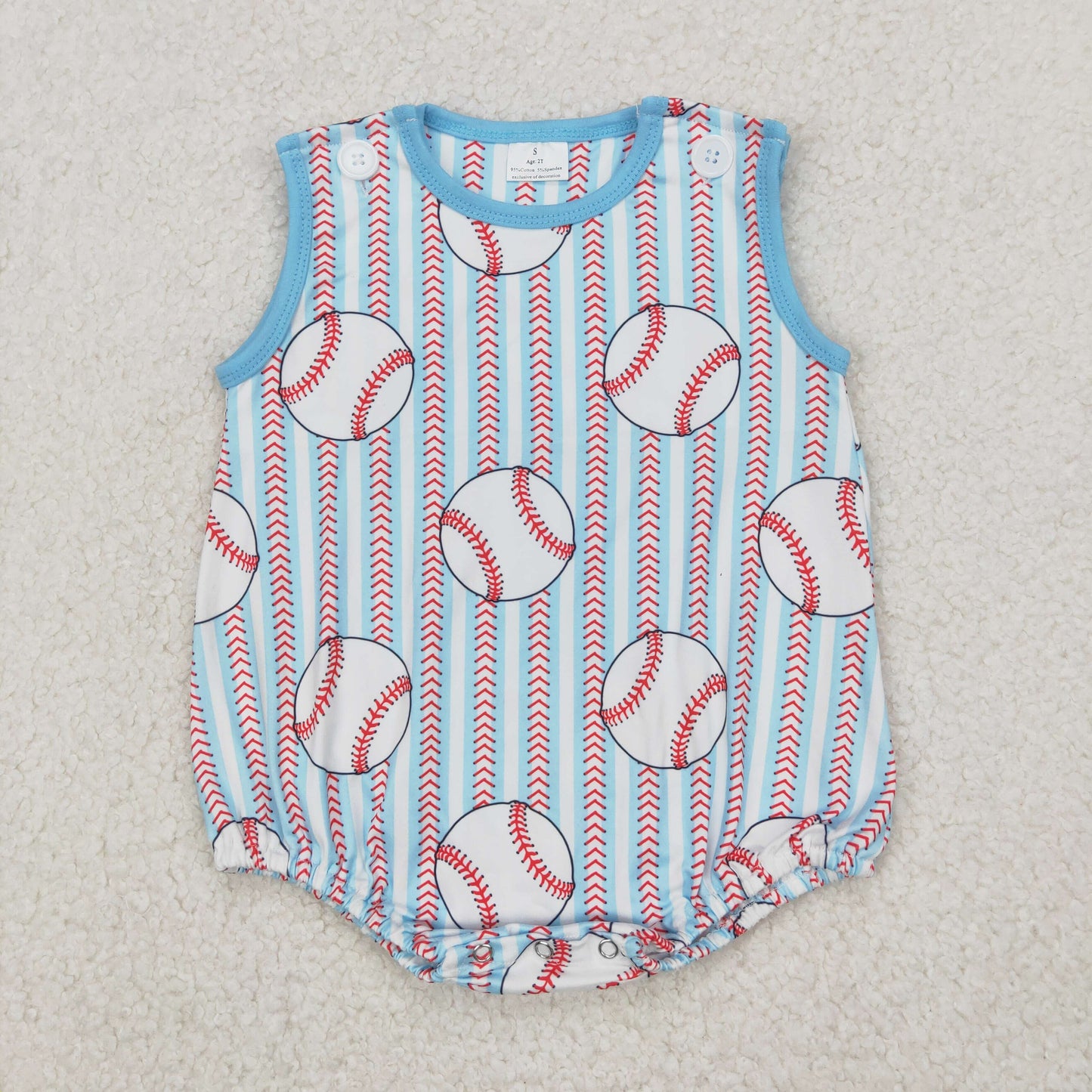 RTS NO MOQ SR2743 Baseball stripe blue and white vest jumpsuit