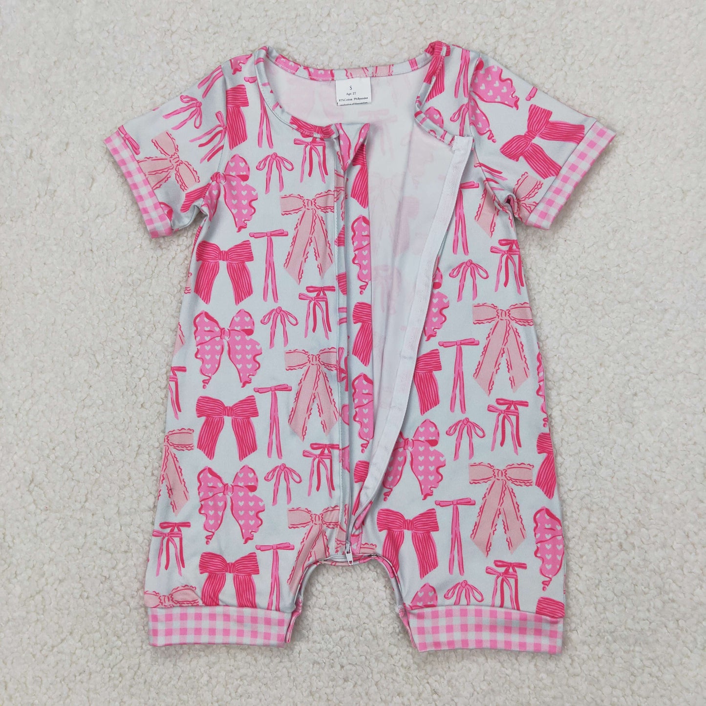 RTS NO MOQ baby girls clothes bow short sleeve Rompers Clothes Sets