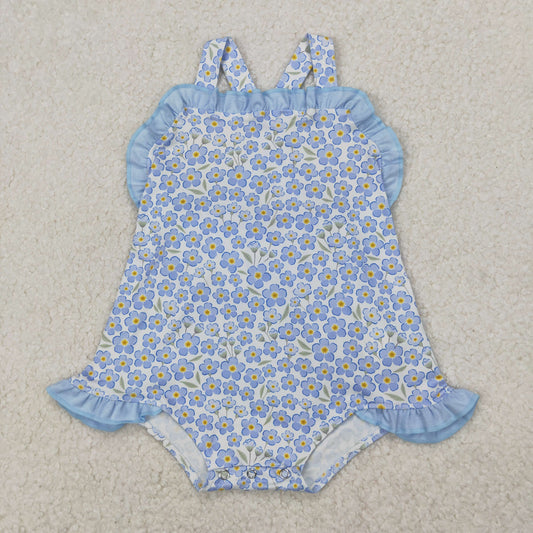 RTS NO MOQ ETA 5/7days arrived SR2791 Blue flower bow lace vest jumpsuit