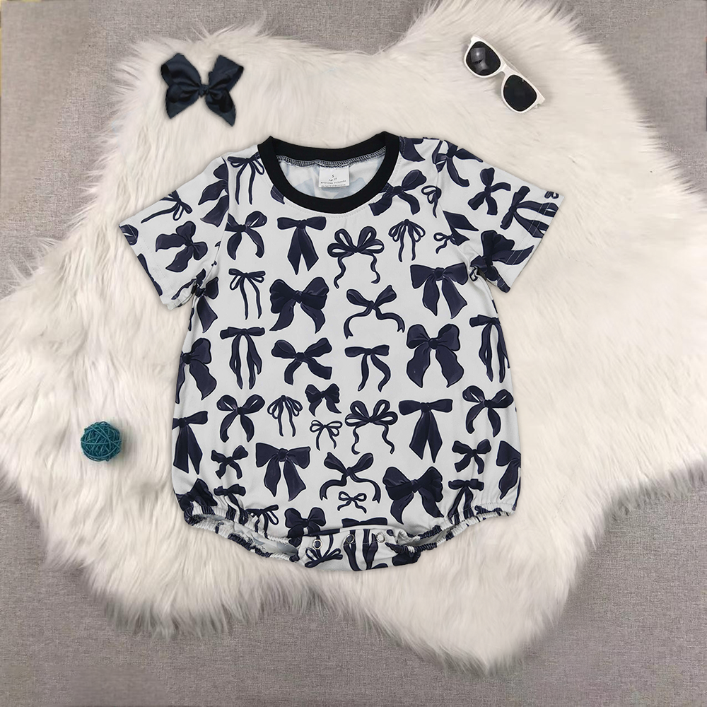 RTS NO MOQ Sibling baby Girls Boys bow short sleeve shorts sets and jumpsuit rompers Clothes