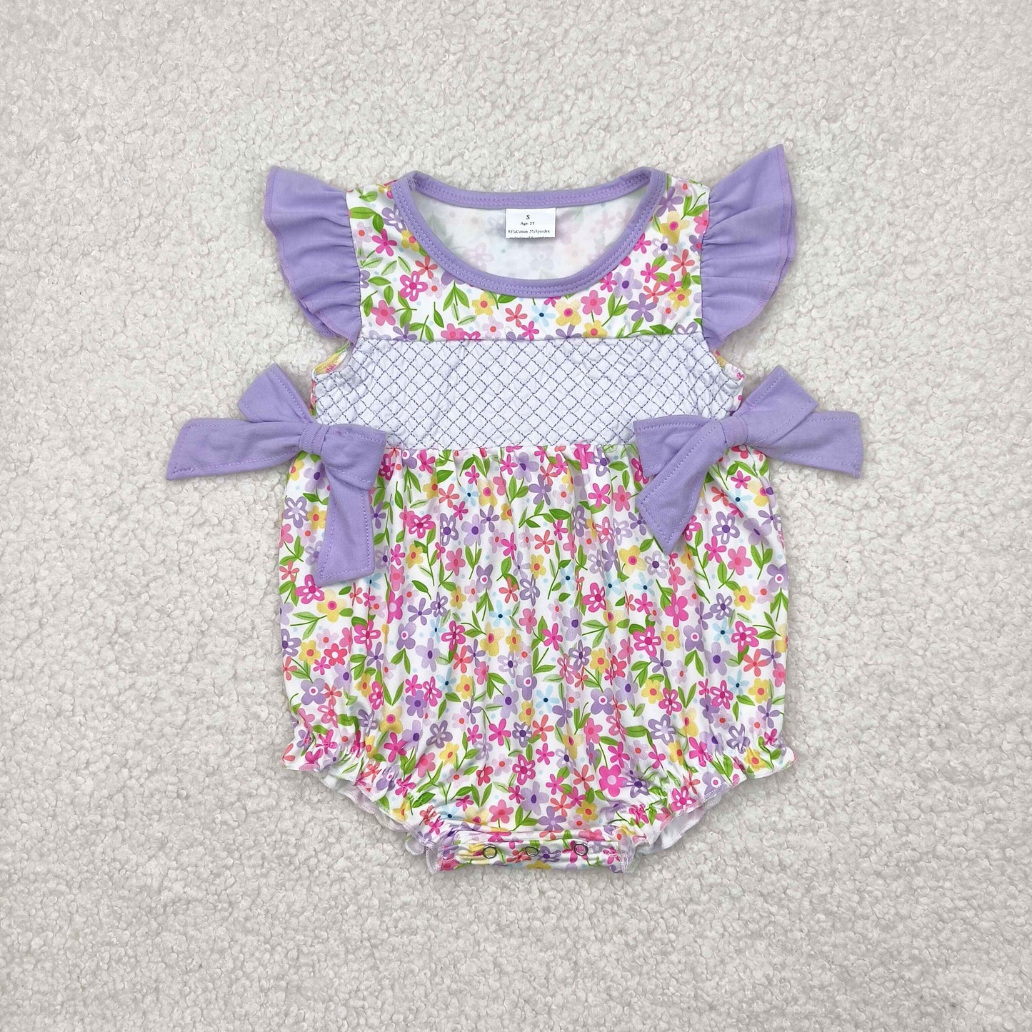 RTS NO MOQ baby girls clothes embroidery floral short-sleeved romper