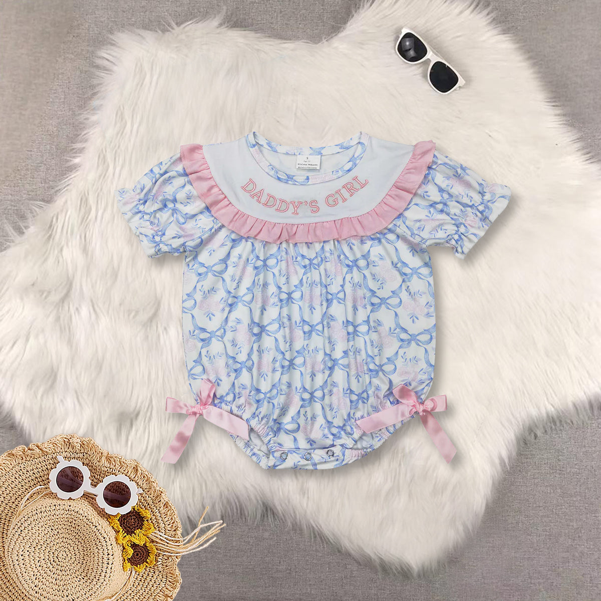 RTS baby girls clothes embroidery DADDY GIRL short Sleeve dress romper