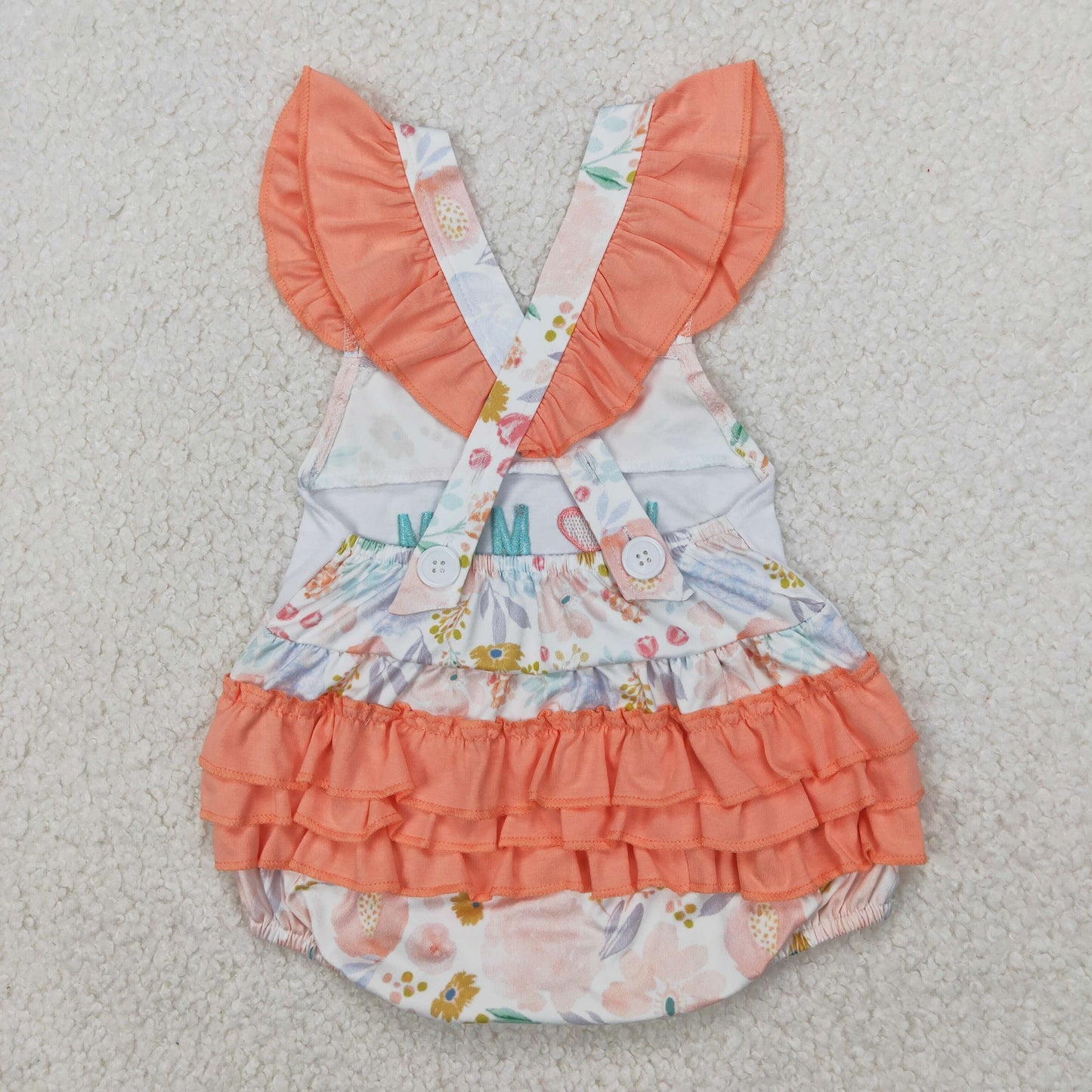 RTS NO MOQ baby girls clothes embroidery i love mom short sleeve Rompers Clothes Sets