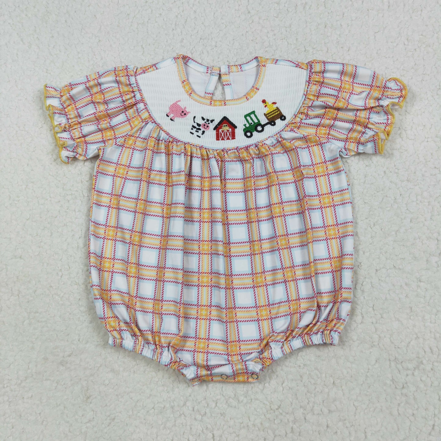 RTS Sibling baby girls clothes smocked embroidery short Sleeve dress and rompers